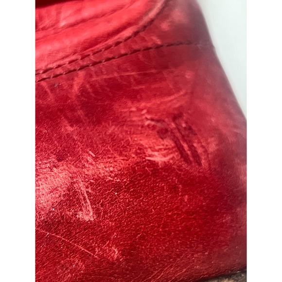 FRYE Melissa Red Leather Short Cowboy Western Boots Side Zip Button Women Size 9 - Picture 5 of 11
